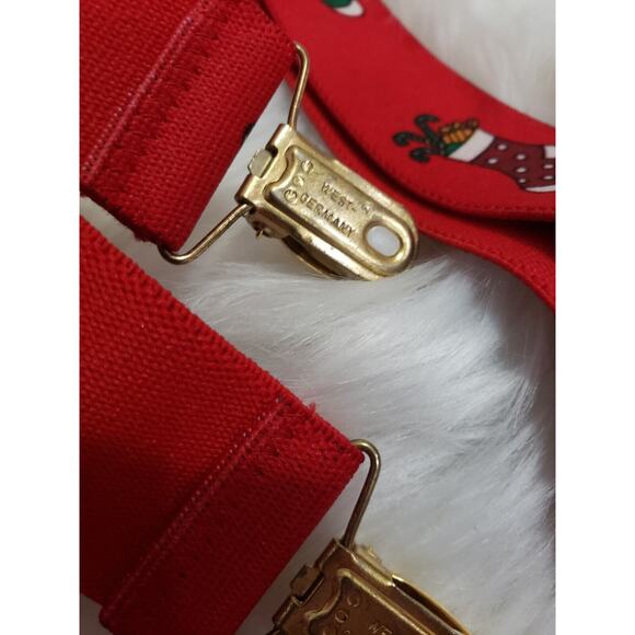Vintage Christmas Suspenders Red Gold Made in Germany Ugly Sweater Party Dad - Picture 3 of 4